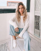 Joansy Knit in White womens white ribbed knit jumper styled outfit