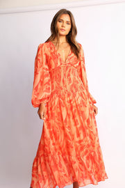 Jyra Dress - Orange Print