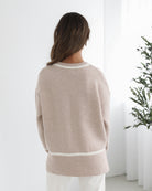 Kaliyah Knit in Beige Multi womens relaxed wool blend knit styled outfit
