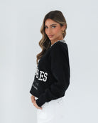 Kanoe Knit in Black Print womens black print knit styled outfit