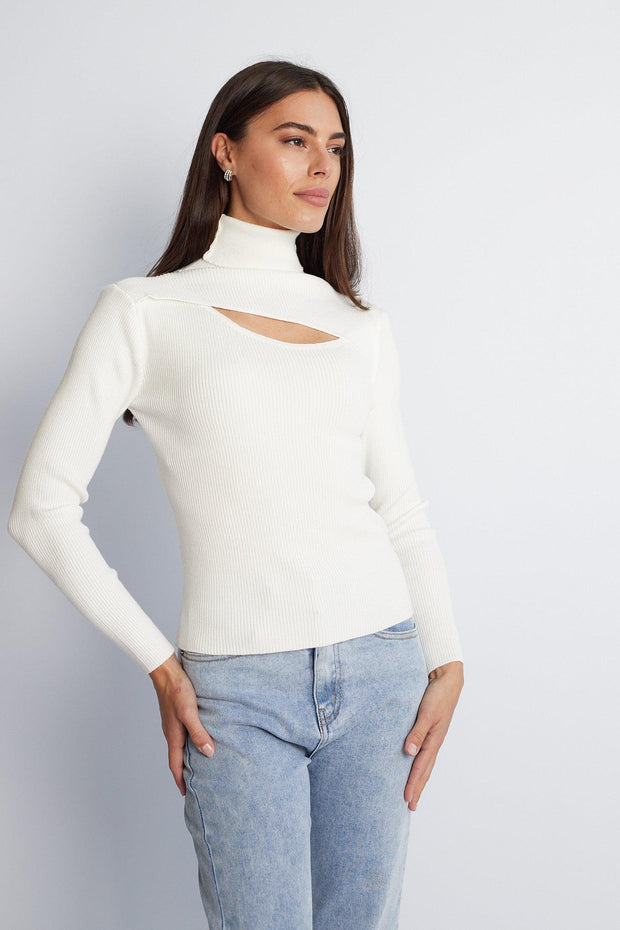 Keiran Knit Top - White-Knitwear-Womens Clothing-ESTHER & CO.