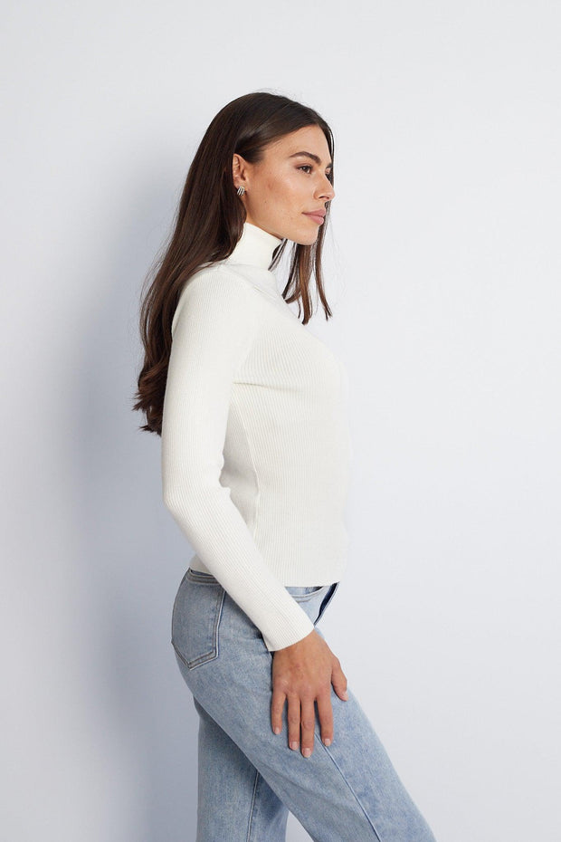 Keiran Knit Top - White-Knitwear-Womens Clothing-ESTHER & CO.