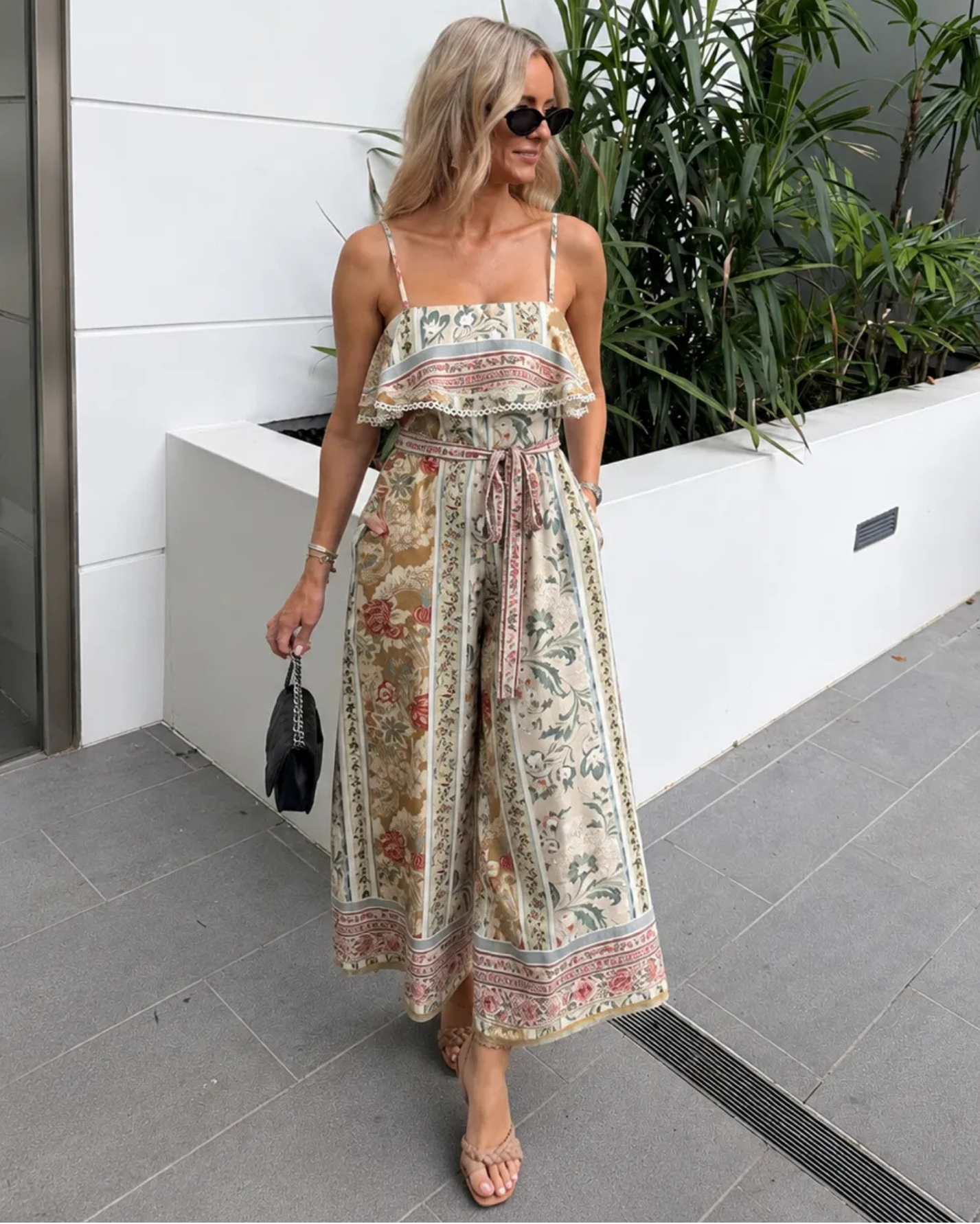 Women's paisley print wide leg jumpsuit, the Kensie Jumpsuit in Paisley Print by Esther & Co