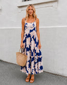 Women's navy floral maxi dress, the Khalis Dress in Navy Floral by Esther & Co