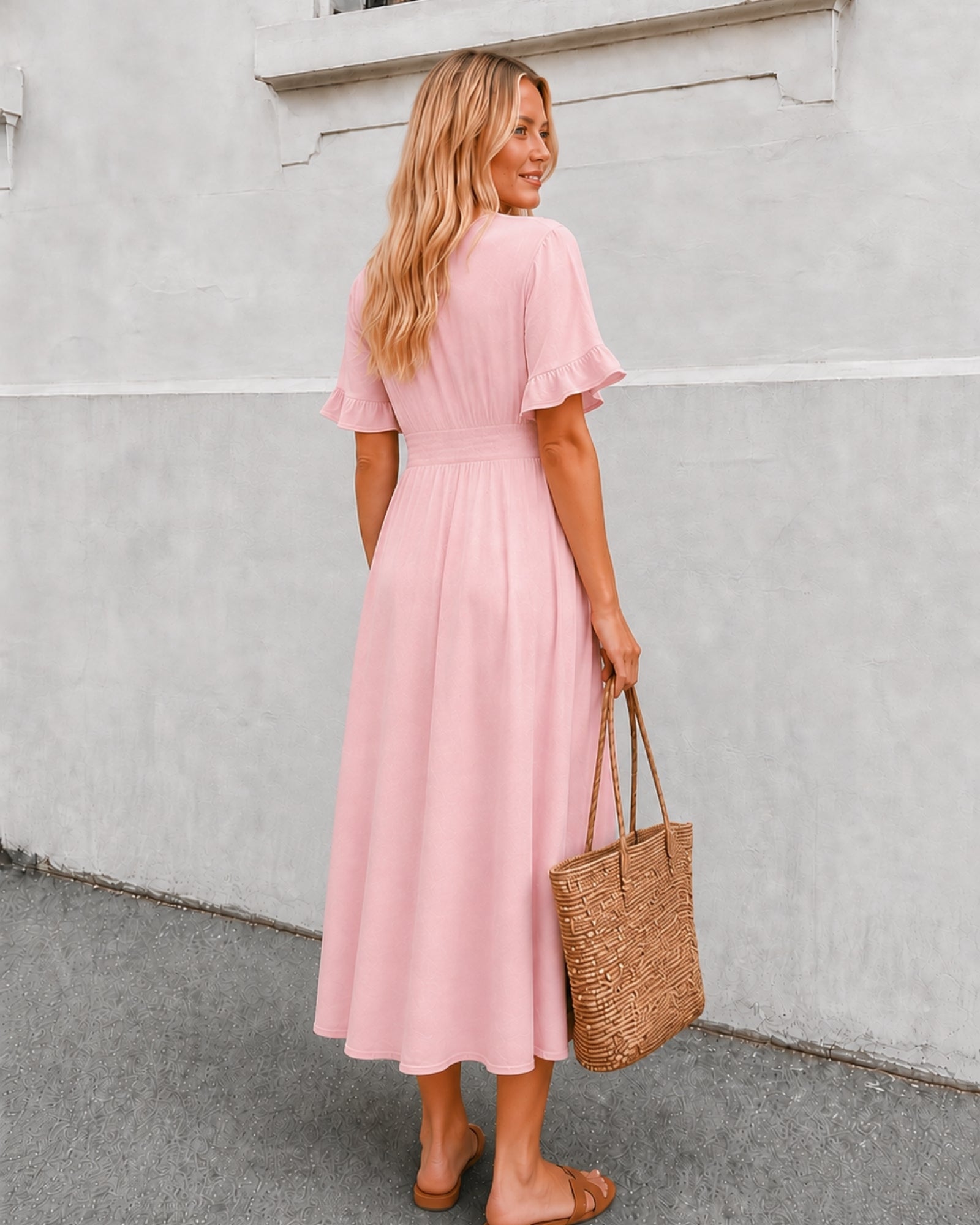 Women's powder pink dress, the Korbela Dress in Powder Pink by Esther & Co