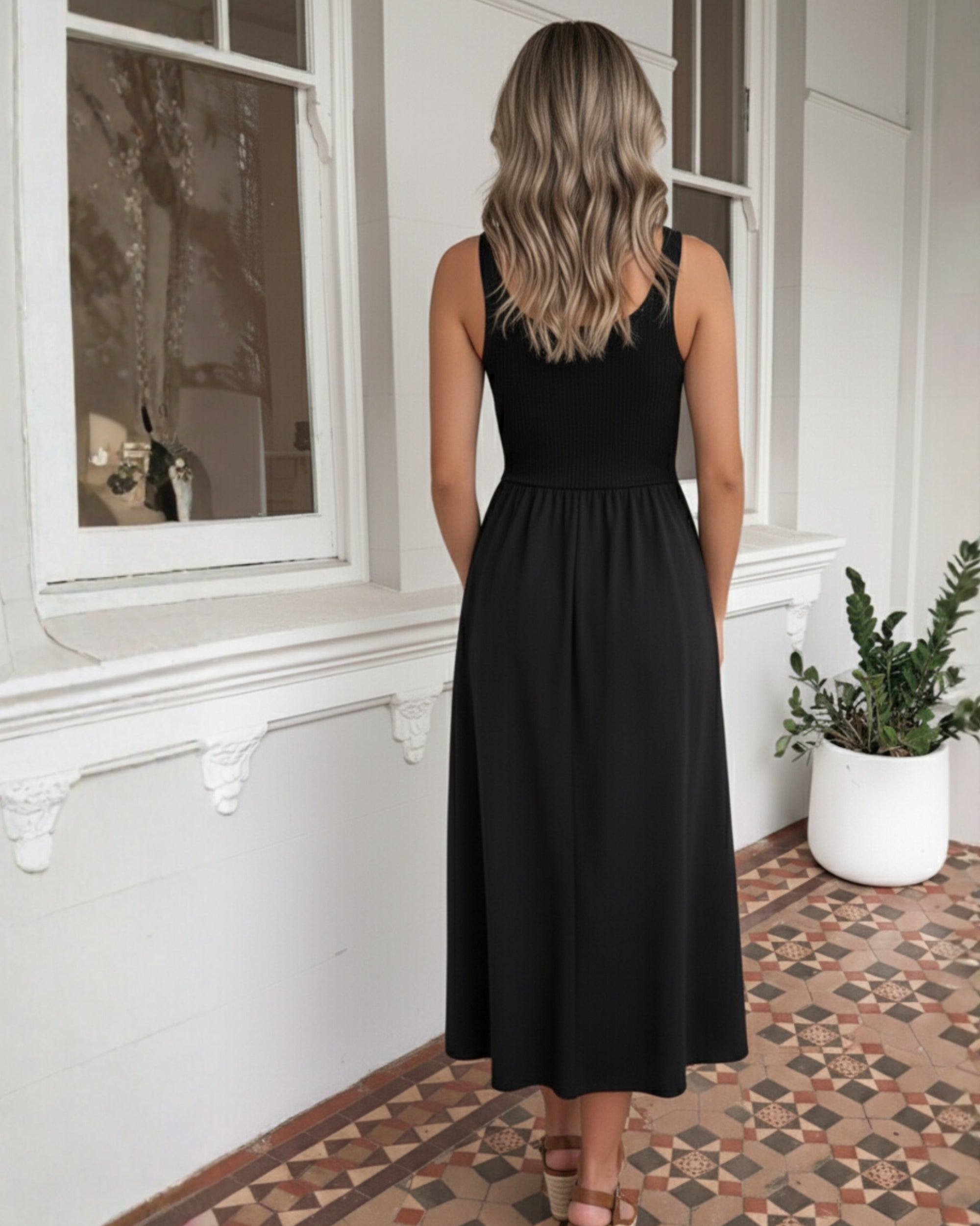 Kyline black dress, front view