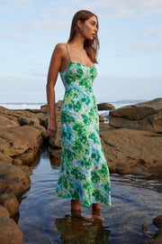 Lanora Dress - Green Floral-Dresses-Womens Clothing-ESTHER & CO.