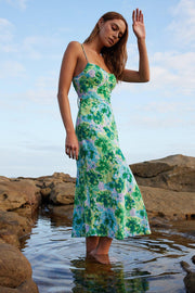 Lanora Dress - Green Floral-Dresses-Womens Clothing-ESTHER & CO.