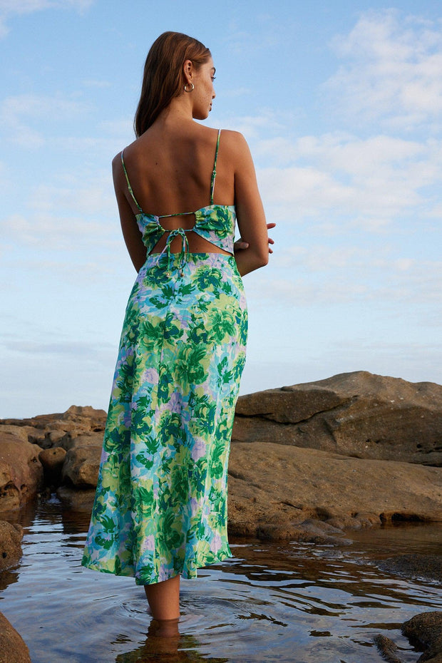Lanora Dress - Green Floral-Dresses-Womens Clothing-ESTHER & CO.
