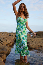 Lanora Dress - Green Floral-Dresses-Womens Clothing-ESTHER & CO.