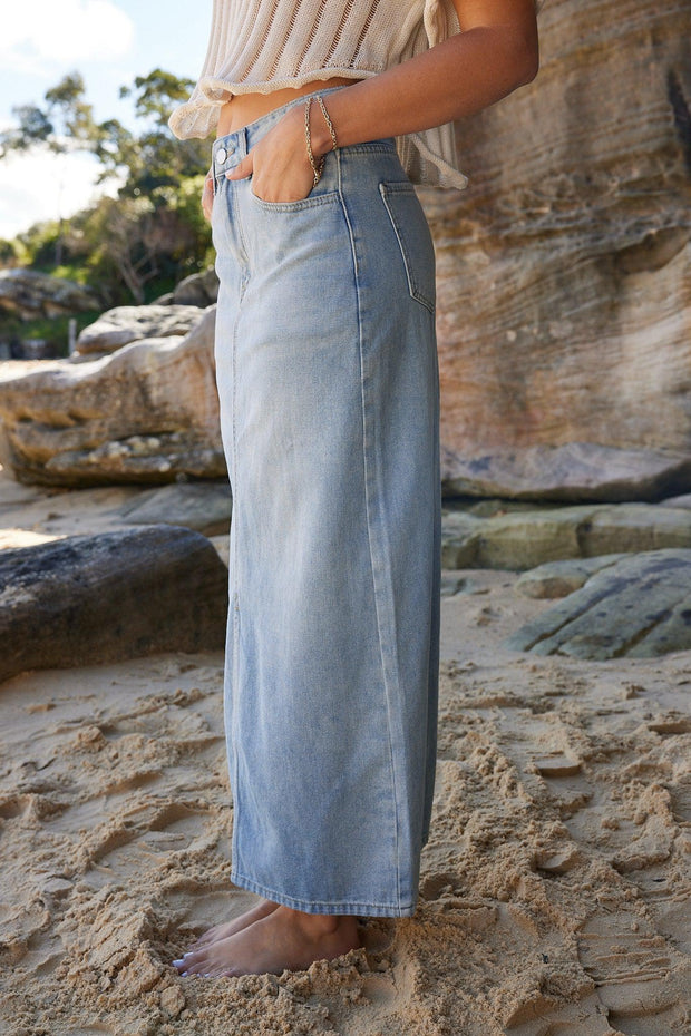 Larice Skirt - Blue Denim-Skirts-Womens Clothing-ESTHER & CO.