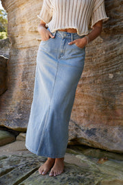 Larice Skirt - Blue Denim-Skirts-Womens Clothing-ESTHER & CO.