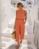 Women's rust wide leg linen pants, the Lighthouse Pants in Rust by Esther & Co