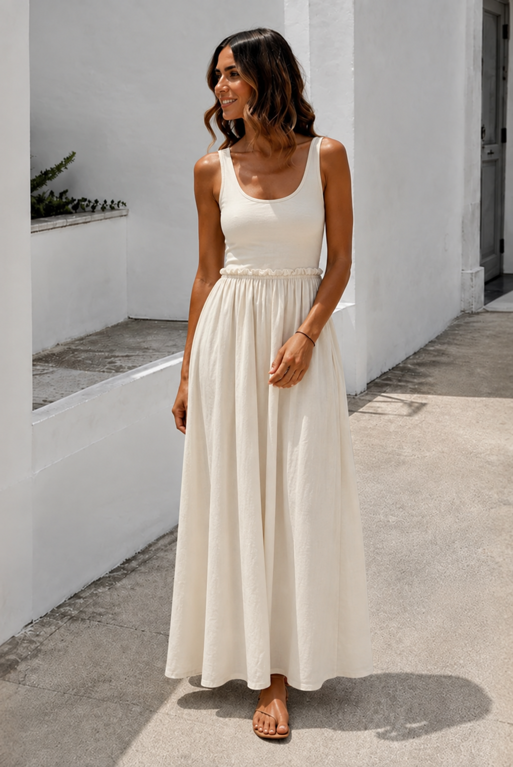 Lucienne Dress in Ivory, women's cotton maxi dress by Esther & Co, photo 6