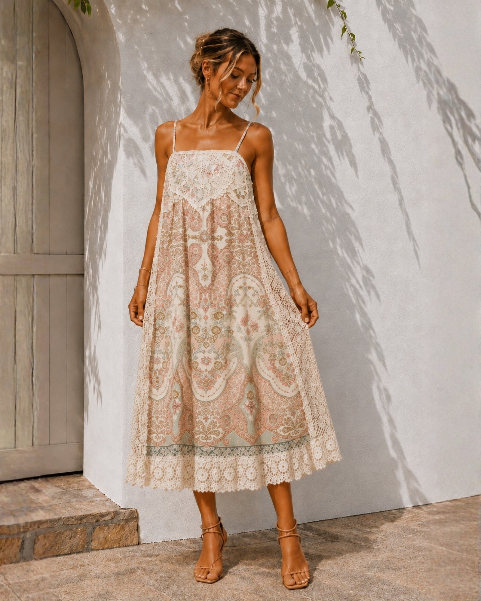 Women's paisley print midi dress, the Maravelle Dress in Boho Reverie by Esther & Co