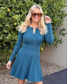 Marifi Knit Dress in Deep Green womens knit dress in forest green close up
