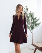 Marifi maroon knit midi dress, detail view
