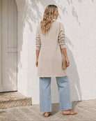 Women's natural open front knit coatigan side view, the Marisole Coatigan in Natural by Esther & Co