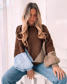 Maxence Knit in Choc Multi womens textured knit jumper in chocolate multi front view