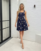 Mckenna navy print dress, back view