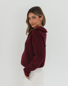 Merete Knit in Bordeaux womens bordeaux knit jumper styled outfit