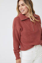 Merete Knit in Brick womens brick knitwear styled outfit