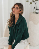 Merete Knit in Dark Green womens dark green knit jumper styled look