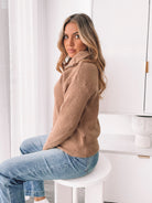 Merete Knit in Mocha womens mocha knit jumper styled outfit