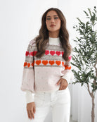 Naila multi printed wool blend knit jumper, front view