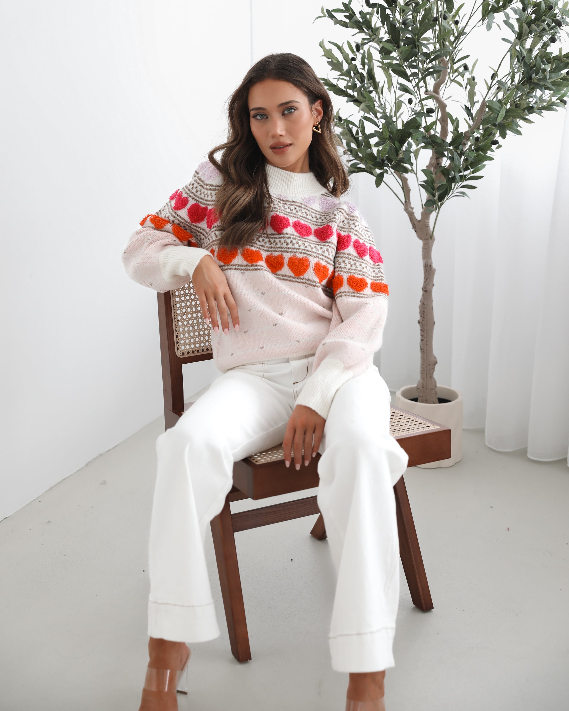 Naila multi print knit jumper, detail view