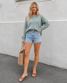 Women's sage wool blend knit jumper, the Nasheia Knit in Sage by Esther & Co