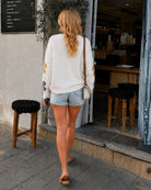 Novella Knit in Cream Floral — women's knit jumper, back view