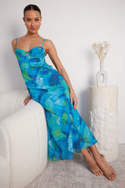 Olaine Dress - Blue Print-Dresses-Womens Clothing-ESTHER & CO.