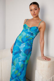 Olaine Dress - Blue Print-Dresses-Womens Clothing-ESTHER & CO.