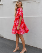 Women's red multi floral mini dress, the Ophelia Dress in Red Multi by Esther & Co