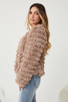 Ophelle Jacket in Mocha mocha teddy coat full length view showing open front