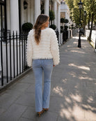 Ophelle Jacket in White — women's fluffy teddy coat, front view