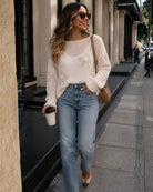Pacino Knit Top in Oat — women's crochet knit top