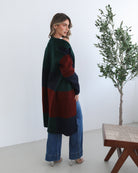 Perrine Coatigan in Wine Check womens wine check coatigan back view