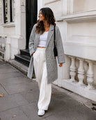 Polaris Coat in Print — women's check longline coat, back view