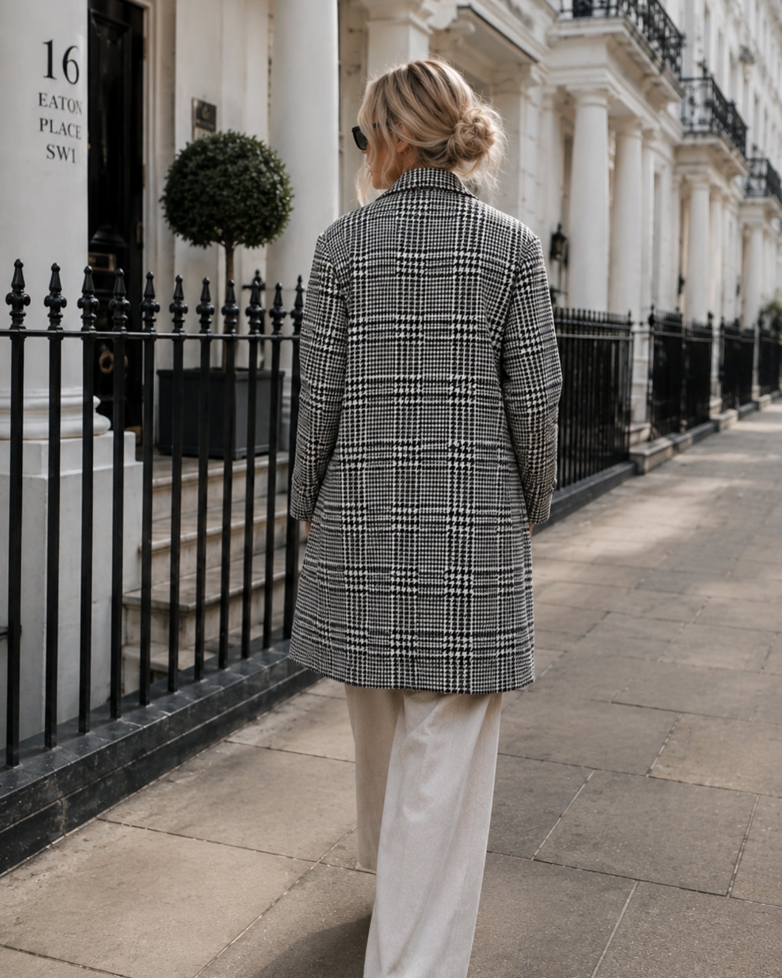 Women's printed coat side view by Esther & Co