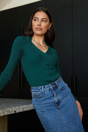 Reenia Knit Top - Emerald-Tops-Womens Clothing-ESTHER & CO.