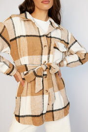 Reeva Shirt Jacket - Brown Check