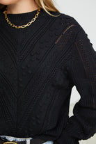 Rheane Knit in Black black relaxed patterned knit jumper back view