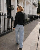 Rheane Knit in Black — women's patterned knit jumper, back view
