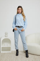 Rheane Knit in Blue blue patterned knit jumper back view