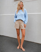 Women's blue patterned knit jumper, the Rheane Knit in Blue by Esther & Co