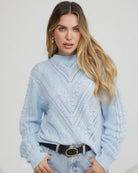 Rheane Knit in Blue womens patterned knit jumper in blue front view