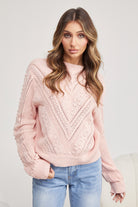 Rheane Knit in Pink blush pink textured knit jumper side view