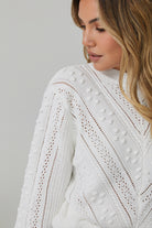 Rheane Knit in White womens white patterned knit styled outfit